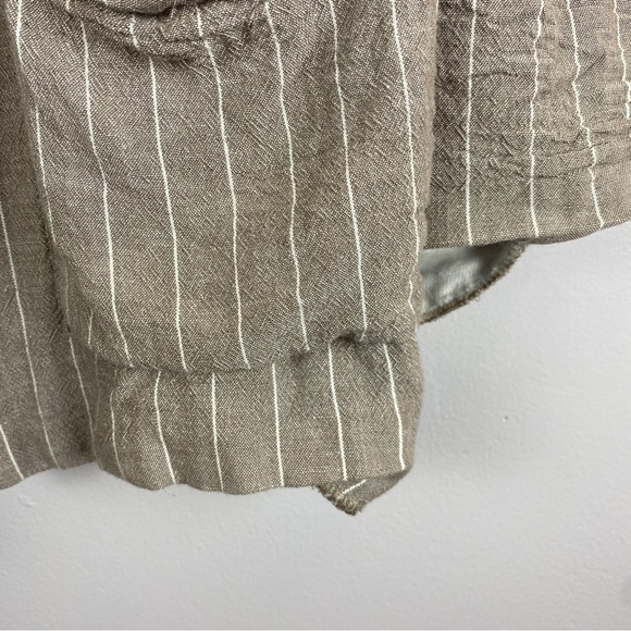 PULL & Bear Tan Striped Linen Viscose Blend Open Blazer Small - Picture 6 of 10